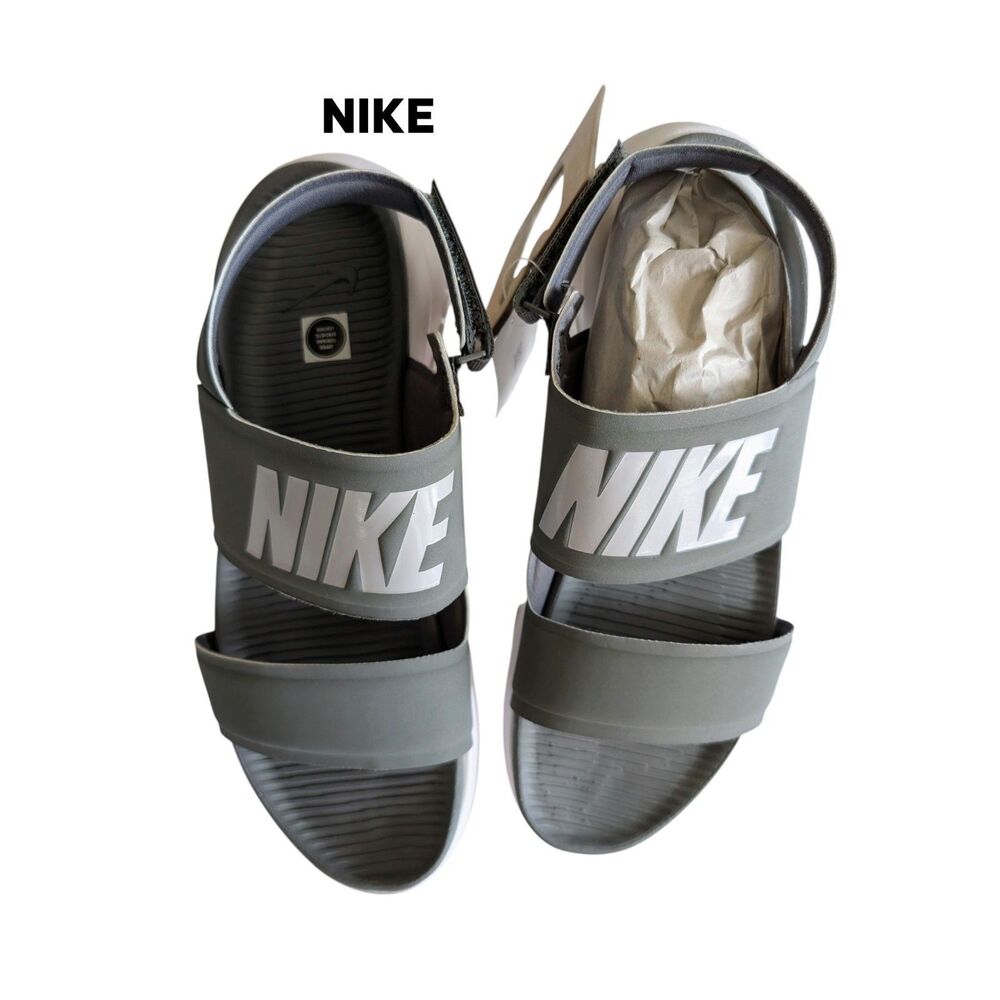 Nike Tanjun Sandal Size10 Cool Gray Pure Platinum White Adjustable NWT